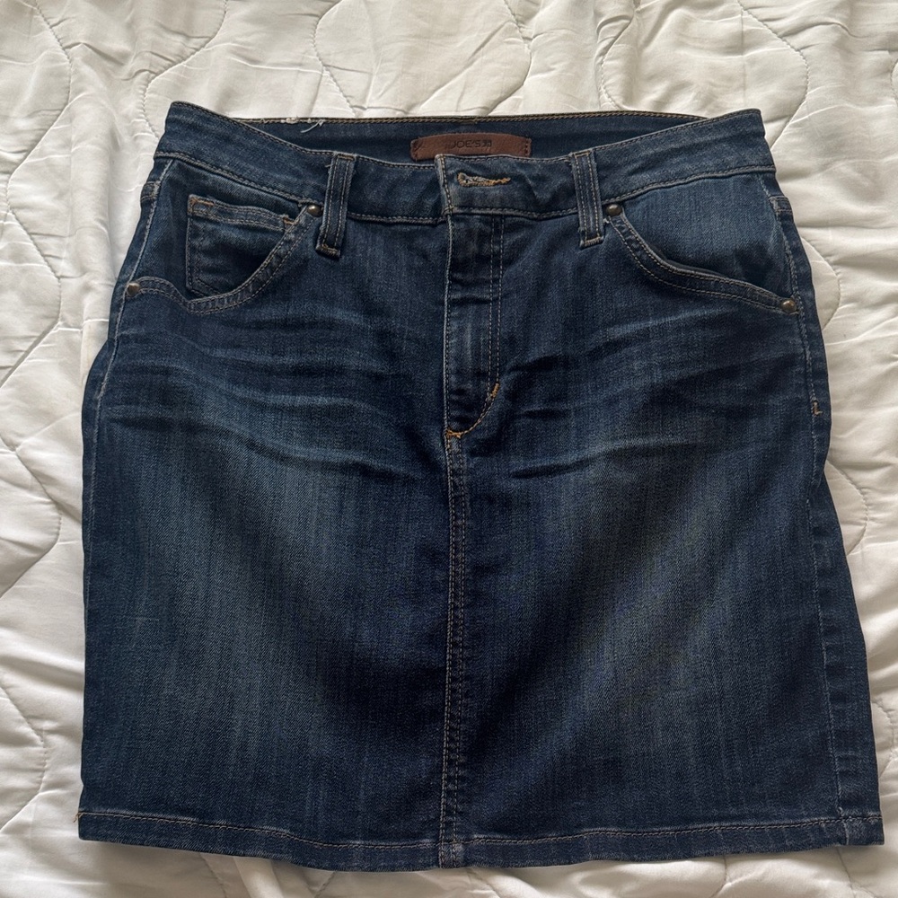Joe's Jeans Dark Blue Denim Skirt with Contrast Stitching